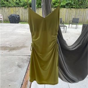 neon yellow body con dress